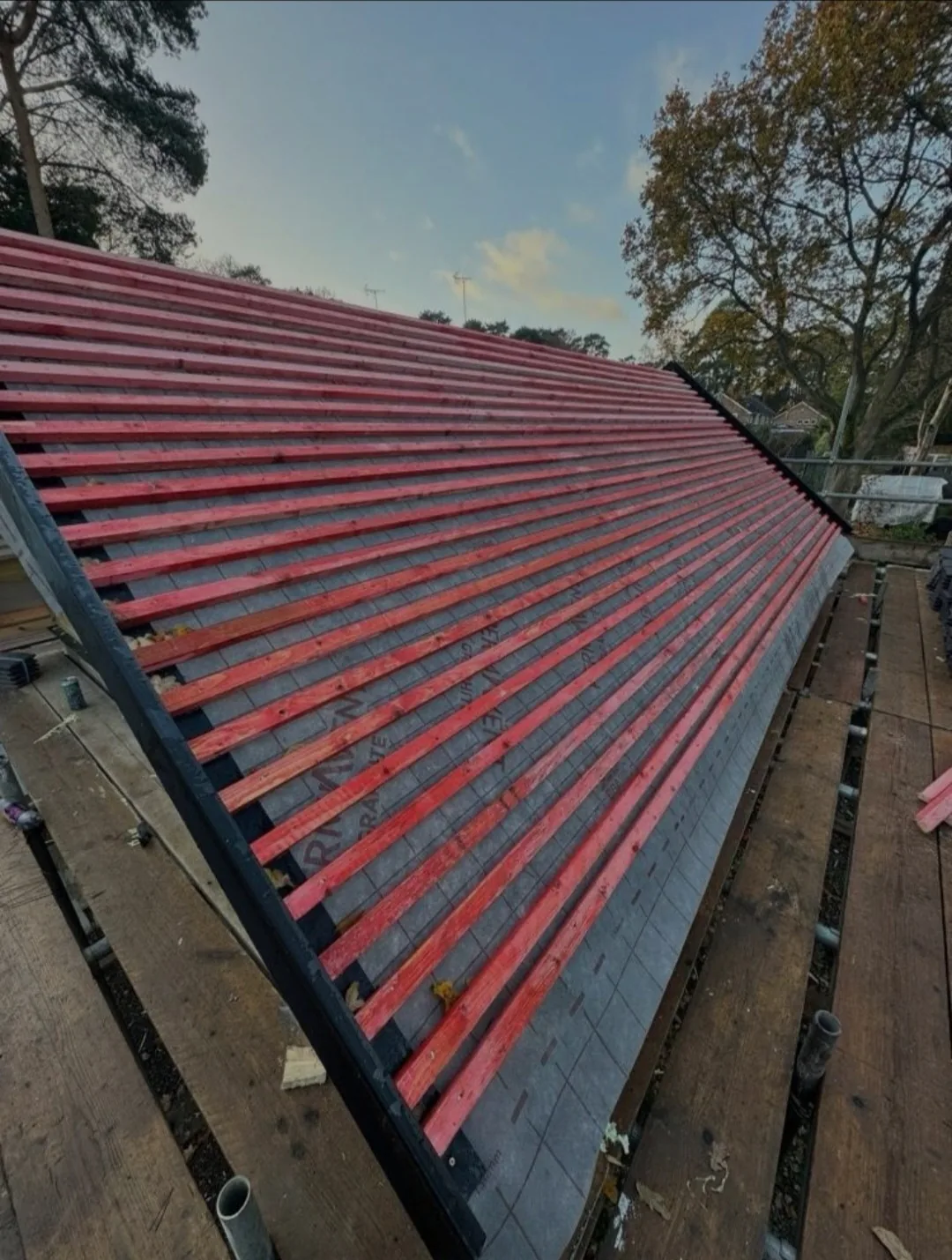 Curtis Seago's team re-felting and re-battening a pitched roof in Hampshire