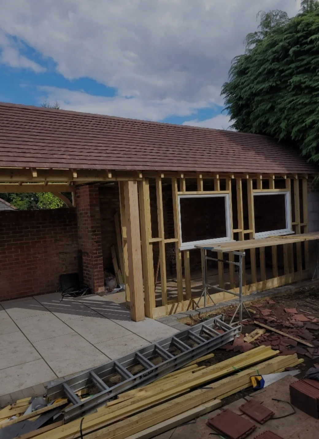 Outbuilding construction in progress