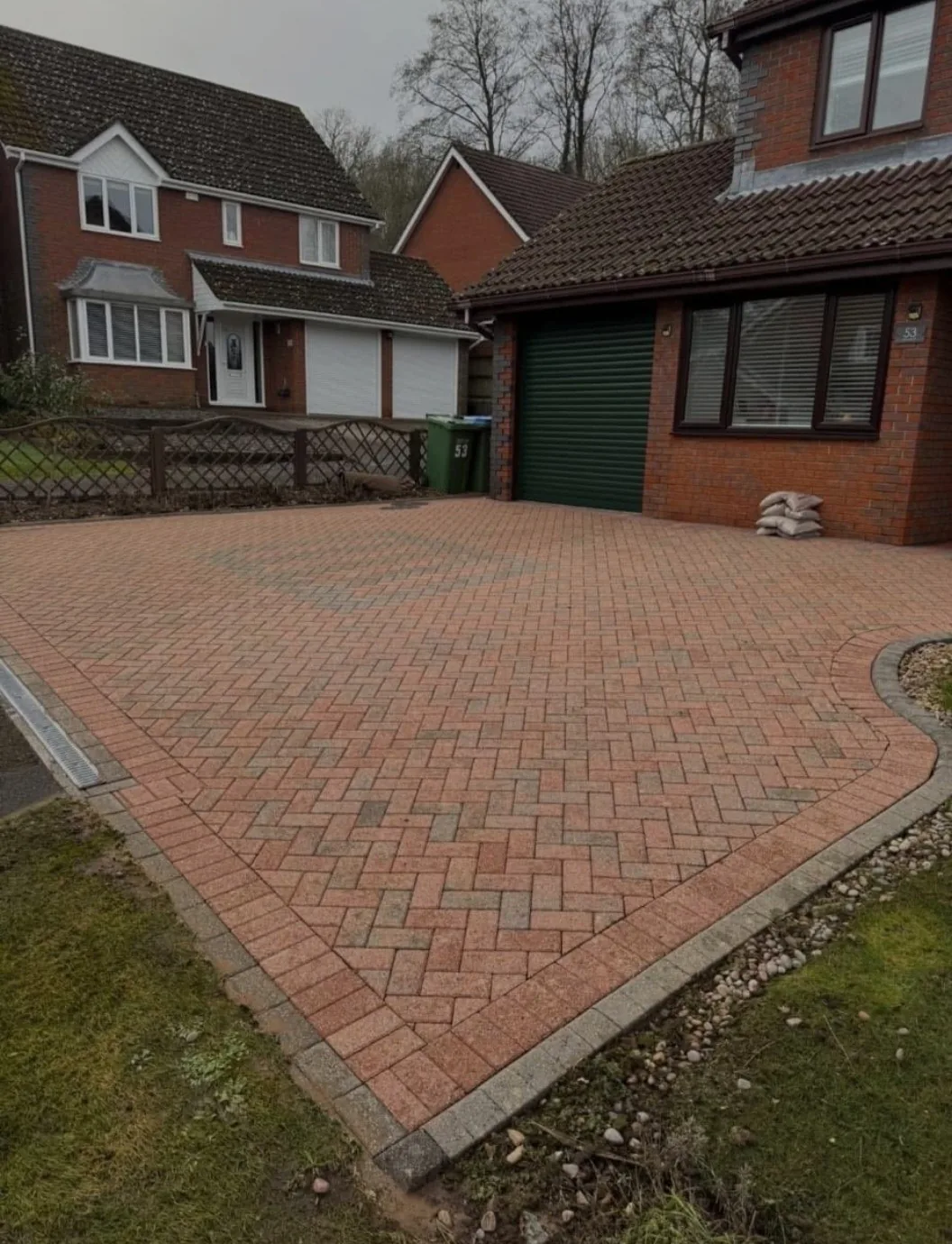 Completed block paved driveway by Water Tight Roofing property services